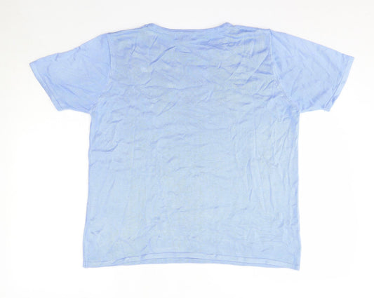Fay Louise Womens Blue Acrylic Basic Blouse Size M Round Neck