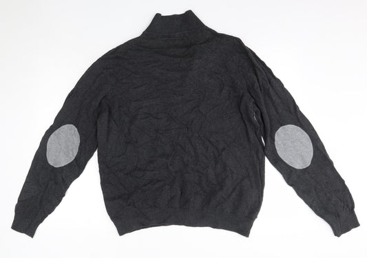 Kensington Mens Grey Collared Cotton Pullover Jumper Size 2XL