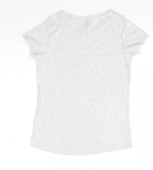 NEXT Girls Grey 100% Cotton Basic T-Shirt Size 10 Years Round Neck - Emoji