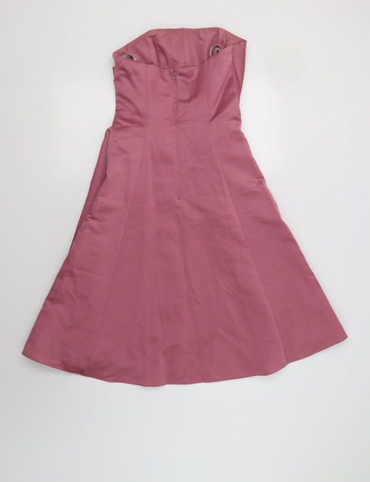 Alfred Angelo Womens Pink Polyester Fit & Flare Size S Off the Shoulder Zip