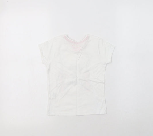 Primark Girls White Cotton Basic T-Shirt Size 2-3 Years Crew Neck