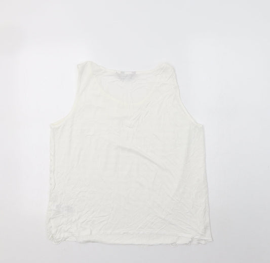 Dorothy Perkins Womens White Viscose Basic Tank Size 16 Round Neck - Lace Overlay