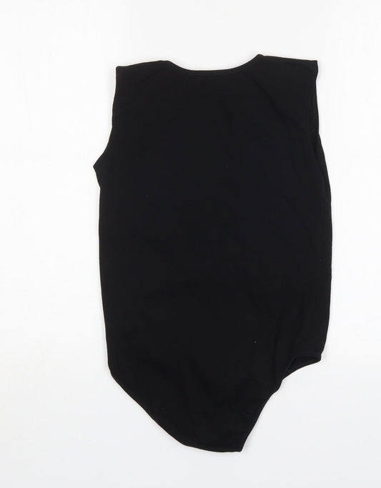 Kata Womens Black Cotton Bodysuit One-Piece Size M