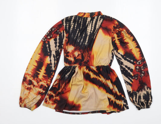 TFL Womens Multicoloured Geometric Polyester Basic Blouse Size 10 Round Neck