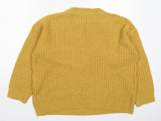 New Look Womens Yellow Round Neck Acrylic Pullover Jumper Size S