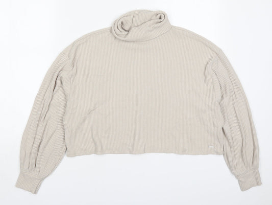 Hollister Womens Beige Roll Neck  Viscose Pullover Jumper Size XS