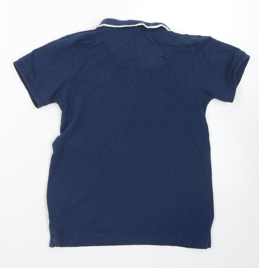 URBN DEPT Boys Blue Cotton Basic Polo Size 9 Years Collared Button
