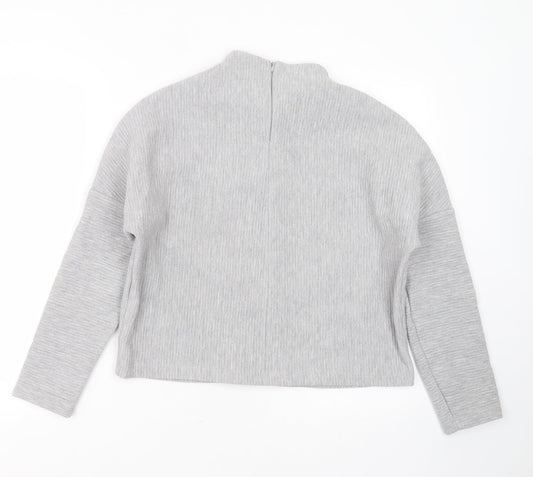 SOULUXE Womens Grey Striped Polyester Pullover Sweatshirt Size M