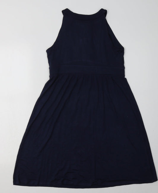 LOFT Womens Blue Rayon A-Line Size S Crew Neck Pullover
