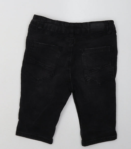 River Island Boys Black Cotton Bermuda Shorts Size 9-10 Years Regular Buckle