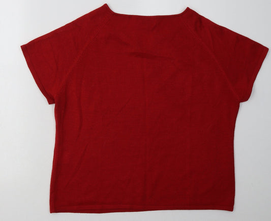 Bonmarché Womens Red Acrylic Pullover Sweatshirt Size L Pullover