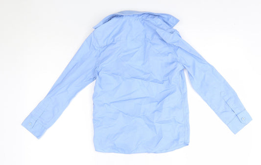 M&S Boys Blue Cotton Basic Button-Up Size 8-9 Years Collared - School