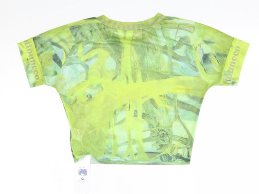 Do My Self Womens Green Polyester Basic Blouse Size L Round Neck