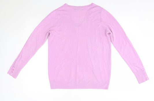 M&S Womens Purple V-Neck Acrylic Pullover Jumper Size 12