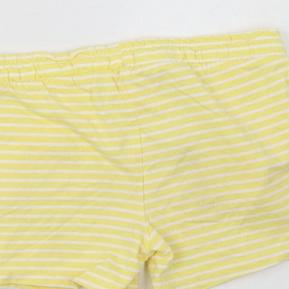 Nutmeg Girls Yellow Striped Cotton Sweat Shorts Size 4-5 Years Regular Drawstring