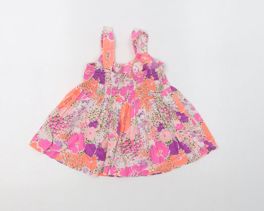 E-vie Angel Girls Multicoloured Floral Cotton A-Line Size 2-3 Years Round Neck
