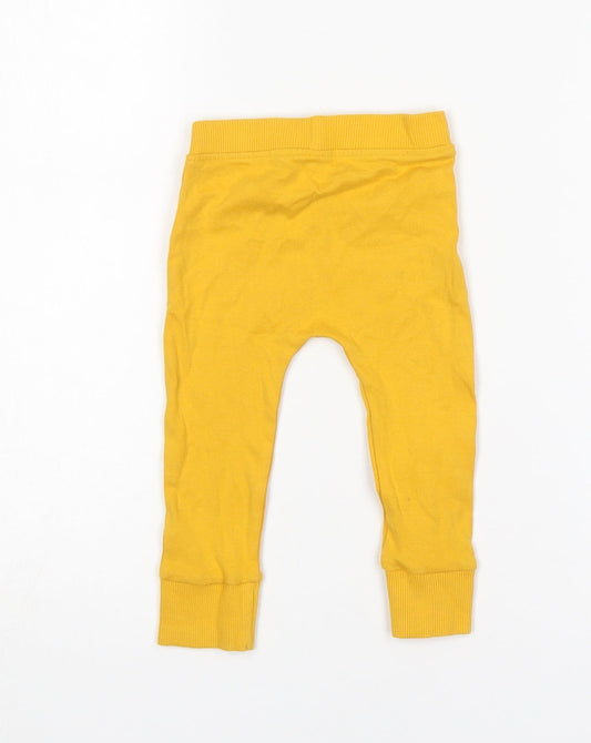 George Girls Yellow Cotton Sweatpants Trousers Size 6-9 Months