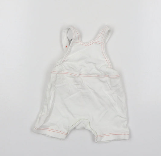 Mini Club Boys White Cotton Dungaree One-Piece Size Newborn
