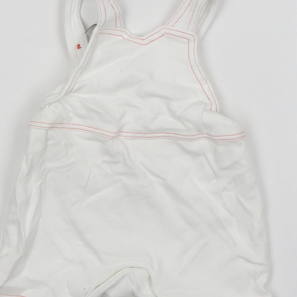 Mini Club Boys White Cotton Dungaree One-Piece Size Newborn