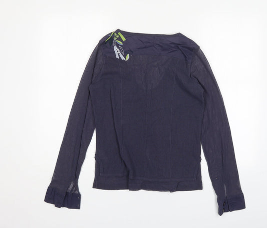 Sandwich Womens Blue Scoop Neck Floral Polyester Cardigan Jumper Size L