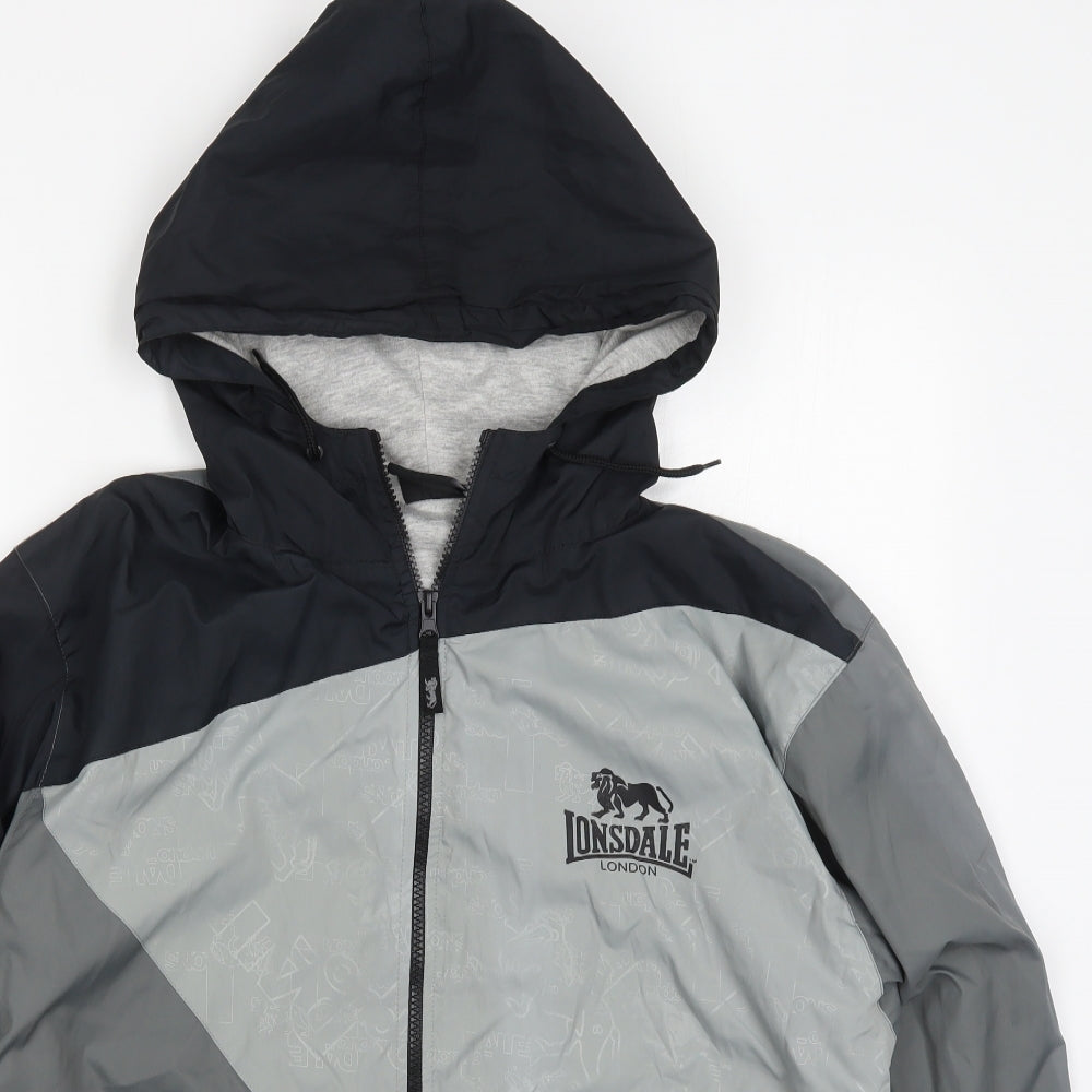 Lonsdale Mens Grey Jacket Size M Zip - Colourblock