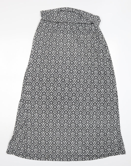 Artisan NY Womens Black Geometric Viscose Maxi Skirt Size XL Lace Up