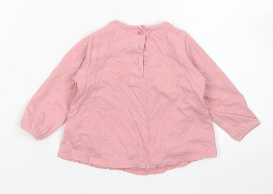 Matalan Girls Pink Polka Dot Cotton Basic T-Shirt Size 3-6 Months Crew Neck Button