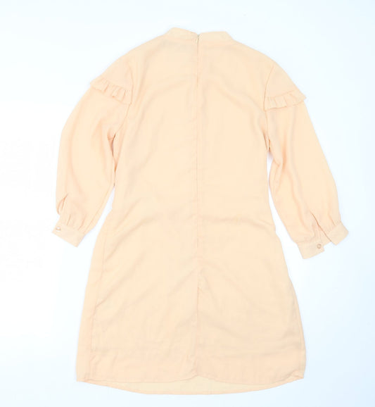 JEUVRE Womens Orange Polyester Shift Size 8 Round Neck