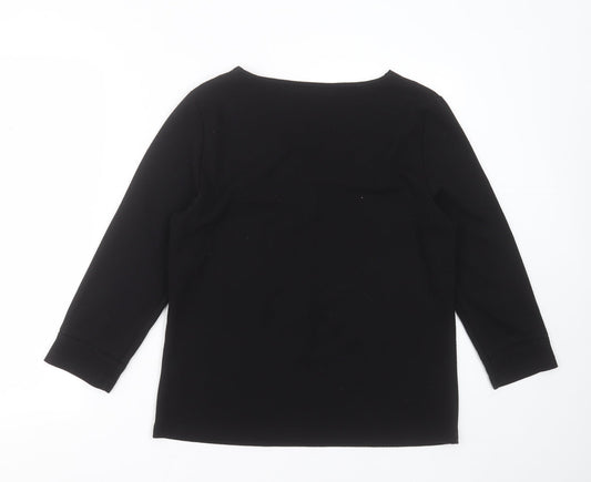 BHS Womens Black V-Neck Polyester Pullover Jumper Size 16