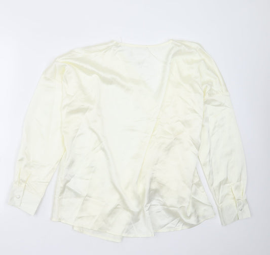 Missguided Womens Yellow Polyester Basic Blouse Size 10 V-Neck
