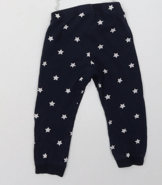 H&M Girls Blue Geometric Cotton Cami Pyjama Pants Size 2 Years - Star Print