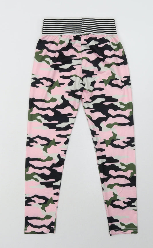 SheIn Girls Pink Camouflage Polyester Sweatpants Trousers Size 9 Months Regular