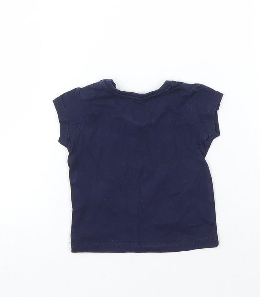 Primark Girls Blue Cotton Basic T-Shirt Size 0-3 Months Round Neck Pullover - Life is Good