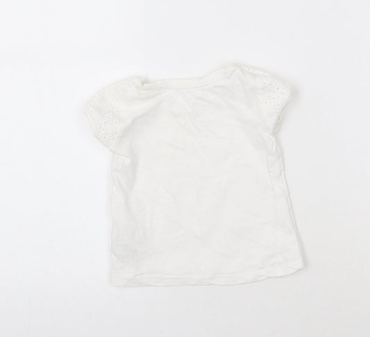 NEXT Girls White Cotton Basic T-Shirt Size 3-6 Months Roll Neck Pullover