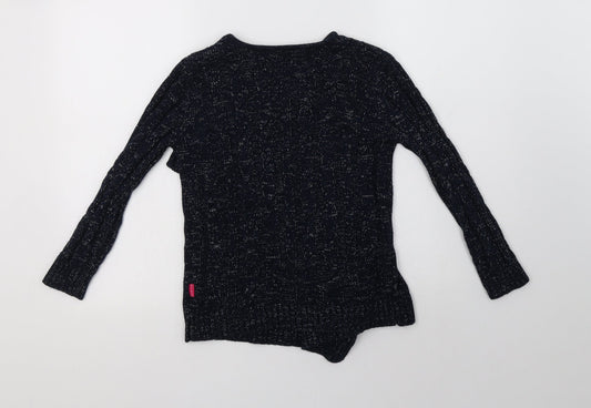 Nutmeg Girls Blue V-Neck Cotton Cardigan Jumper Size 7-8 Years