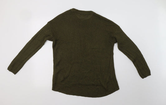 New Look Womens Green Crew Neck Acrylic Pullover Jumper Size M