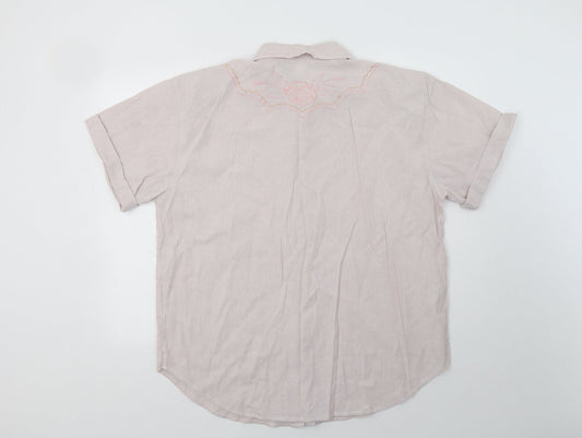Raam Womens Pink Floral Cotton Basic Button-Up Size XL Collared
