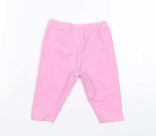 Tesco Girls Pink Floral Cotton Pyjama Pants Size 3-6 Months