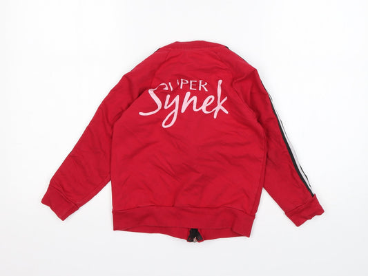 Style Kids Boys Red Cotton Full Zip Sweatshirt Size 8 Years