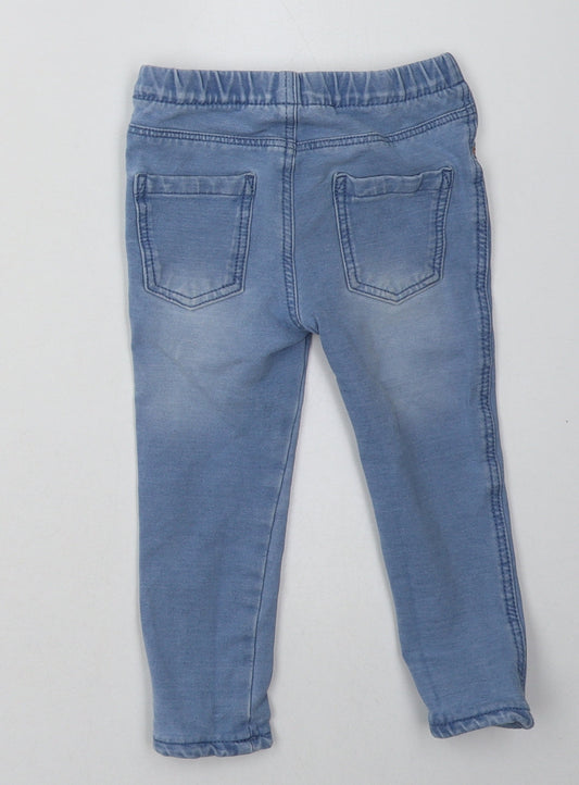 Primark Girls Blue Cotton Jogger Trousers Size 24 Months