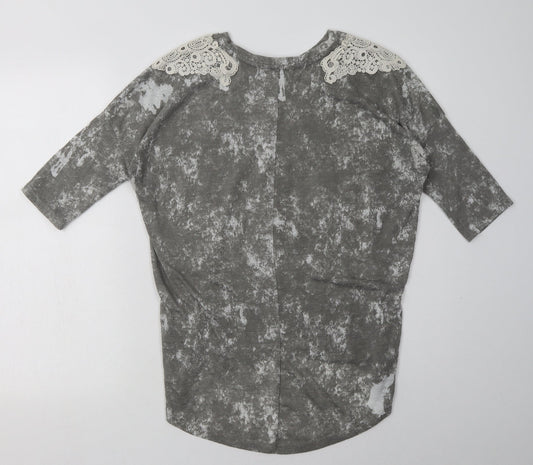 George Womens Grey Geometric Polyester Pullover Sweatshirt Size 10 Pullover