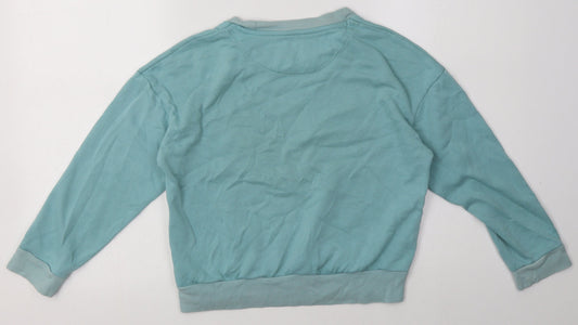 Marks and Spencer Girls Blue Cotton Basic Casual Size 10-11 Years Crew Neck Pullover - ill do it later
