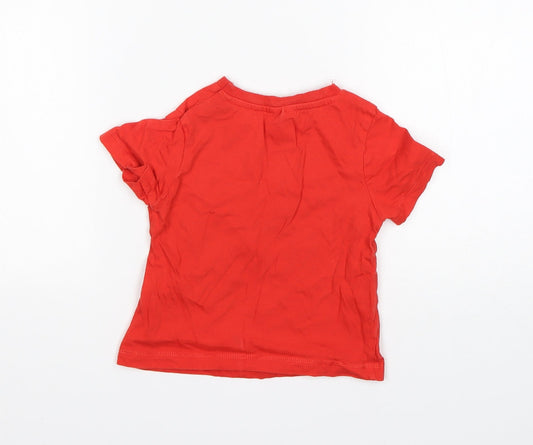 George Boys Red Cotton Basic T-Shirt Size 18-24 Months Round Neck - PJ Masks