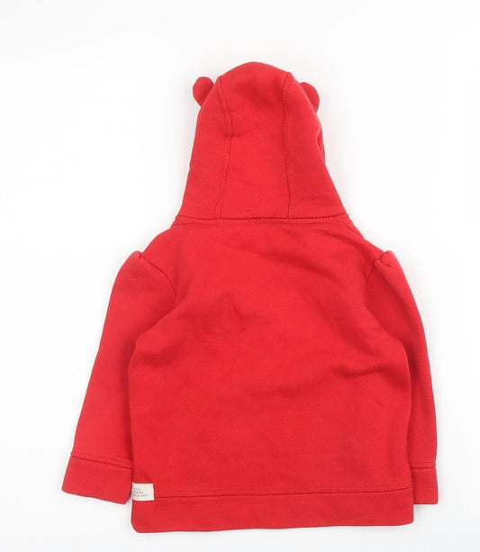 Preworn Girls Red Cotton Pullover Hoodie Size 2-3 Years