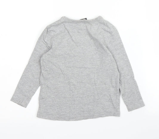 George Girls Grey Cotton Basic T-Shirt Size 18-24 Months Round Neck