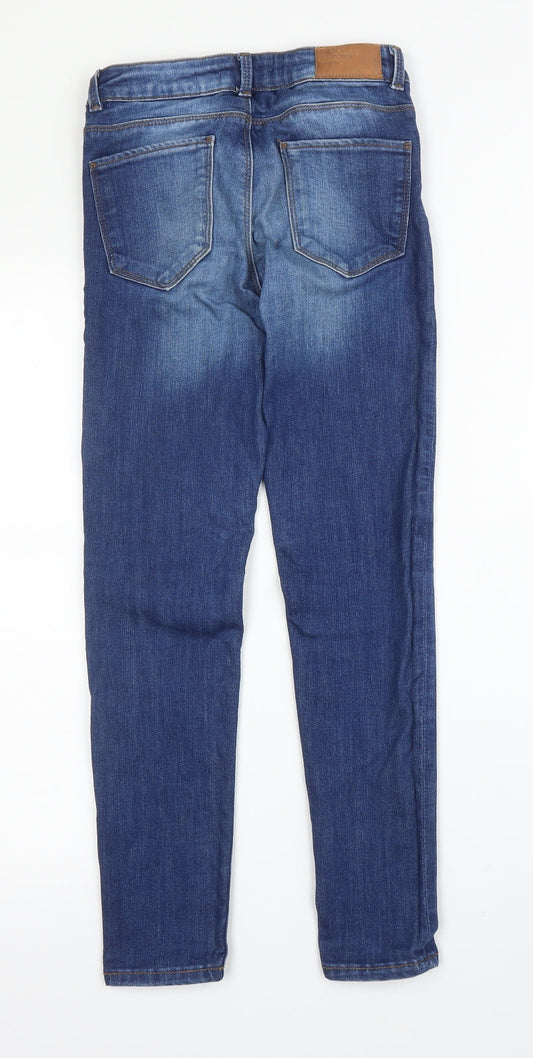 Zara Girls Blue Cotton Skinny Jeans Size 9 Months L24 in Regular Zip