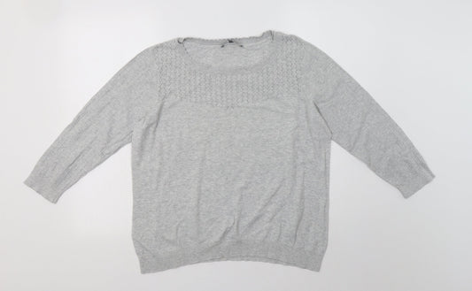 Laura As Womens Grey Round Neck  Cotton Pullover Jumper Size 16