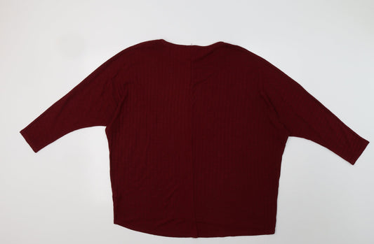 New Look Womens Red Crew Neck Polyester Pullover Jumper Size L