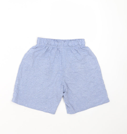 Marks and Spencer Girls Blue Solid Cotton Sleep Shorts Size 8-9 Years