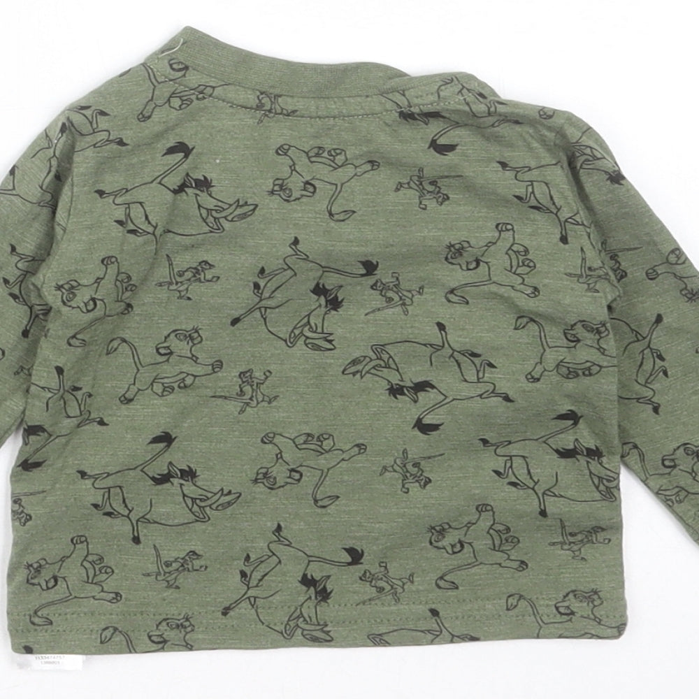 Primark Baby Green Cotton Basic T-Shirt Size 0-3 Months Round Neck - lion king